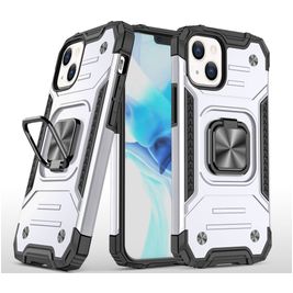 Mobigear Armor Ring iPhone 13 Pro Hülle Hardcase Backcover Stoßfest mit Ringhalter - Silber