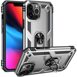 Mobigear Armor Ring iPhone 14 Pro Hülle Hardcase Backcover Stoßfest mit Ringhalter - Silber