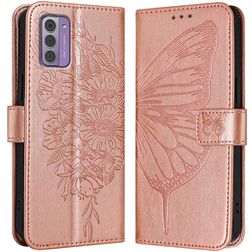 Mobigear Butterfly Nokia G42 Klapphülle Portemonnaie - Roségold