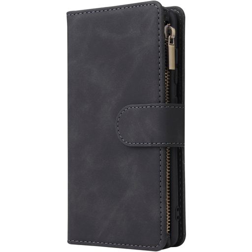Mobigear Zipper Samsung Galaxy A41 Hülle Klapphülle Geldbörse - Schwarz
