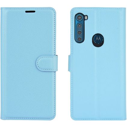 Mobigear Classic Motorola One Fusion Plus Hülle Klapphülle Geldbörse - Blau