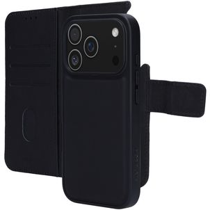 Mobiparts iPhone 17 Pro Hülle Echtes Leder Abnehmbare 2in1 Klapphülle Geldbörse - Schwarz