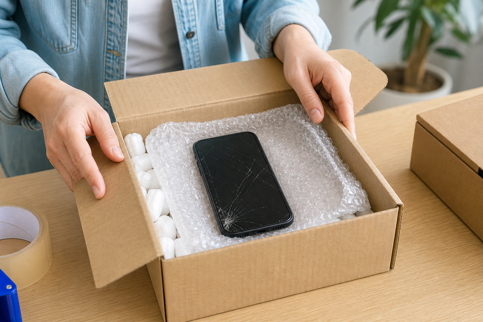 Wie versende ich ein beschädigtes Handy sicher?