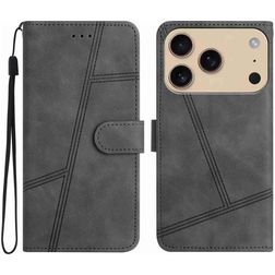 Mobigear Stitch iPhone 18 Pro Max Klapphülle Portemonnaie - Grau