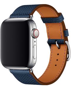 Mobigear Torino Leder Apple Watch Armband Dornschließe - 49/46/45/44 mm - Dunkelblau