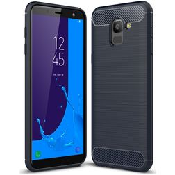 Mobigear Brushed Slim Samsung Galaxy J6 (2018) TPU (flexibel) Backcover - Marineblau