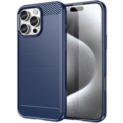 Mobigear Brushed Slim iPhone 16 Pro Max Hülle Flexibles TPU Backcover - Blau