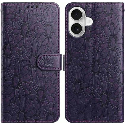 Mobigear Flowers iPhone 17 Hülle Klapphülle Geldbörse - Lila