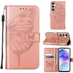Mobigear Butterfly Samsung Galaxy A55 Klapphülle Portemonnaie - Roségold