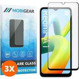 Mobigear Premium Xiaomi Redmi A1 4G Panzerglas Gehärtetes Glas Displayschutz - Hüllenfreundlich - Schwarz (3er Pack)
