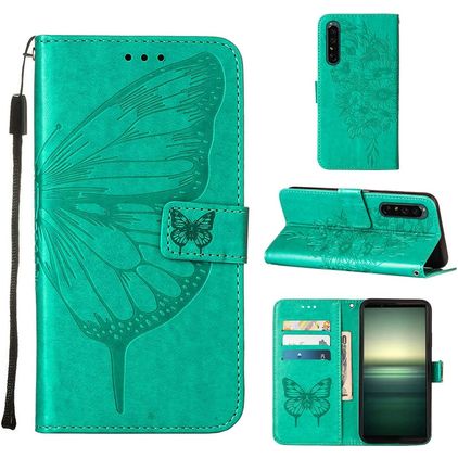 Mobigear Butterfly Sony Xperia 1 IV Klapphülle Portemonnaie - Grün