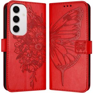 Mobigear Butterfly Samsung Galaxy S24 FE Hülle Klapphülle Geldbörse - Rot