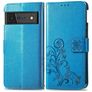 Mobigear Clover Google Pixel 6 Pro Hülle Klapphülle Geldbörse - Blau
