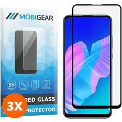 Mobigear Premium Huawei P40 Lite E Panzerglas Gehärtetes Glas Displayschutz - Hüllenfreundlich - Schwarz (3er Pack)