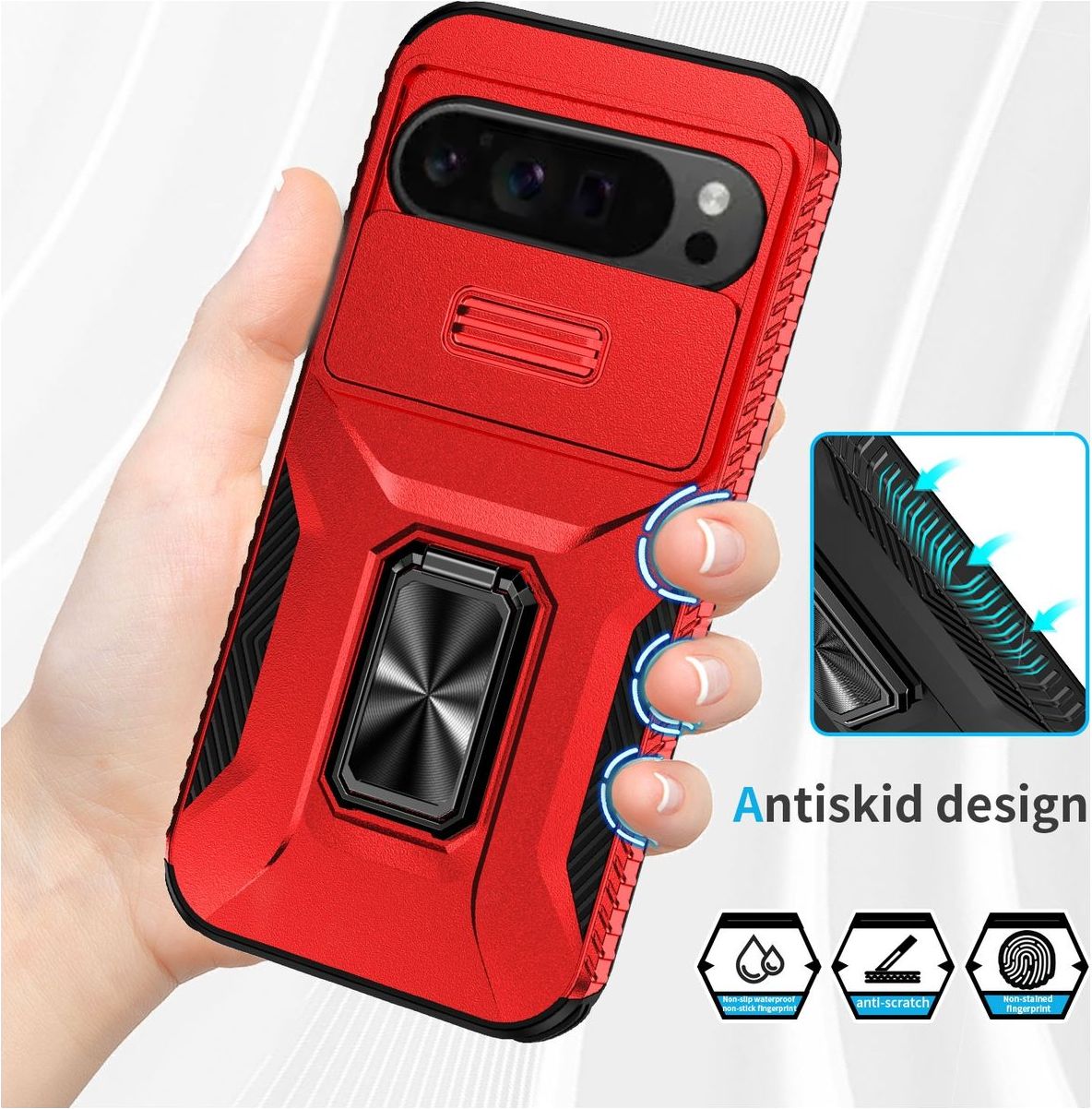 AOUIA Handyhülle Google Pixel 10/10 Pro - Mit Ringständer & Schutzglas