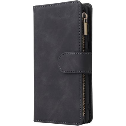 Mobigear Zipper Samsung Galaxy A41 Hülle Klapphülle Geldbörse - Schwarz