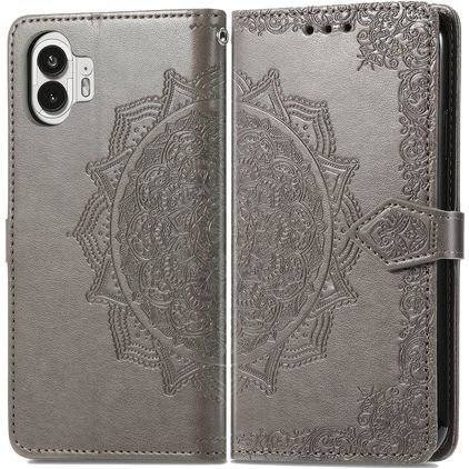 Mobigear Mandala Nothing Phone (2) Hülle Klapphülle Geldbörse - Grau