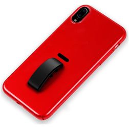Mobigear Rubber Ring iPhone XS Max Hülle Hardcase Backcover mit Ringhalter - Rot