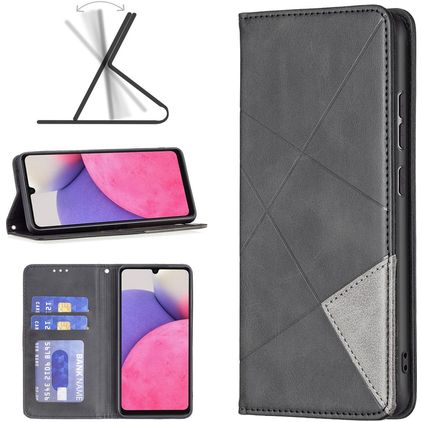 Mobigear Rhombus Slim Samsung Galaxy A33 Hülle Klapphülle - Schwarz