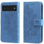 Mobigear Flowers Google Pixel 6 Hülle Klapphülle Geldbörse - Blau