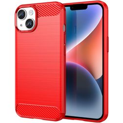 Mobigear Brushed Slim iPhone 15 Hülle Flexibles TPU Backcover - Rot