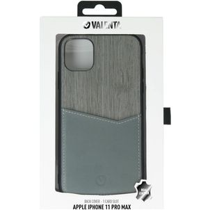 Valenta Card Slot iPhone 11 Pro Max Hülle Echtes Leder Backcover mit Kartenhalter - Grau