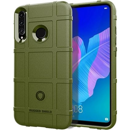 Mobigear Rugged Shield Huawei P40 Lite E Hülle Flexibles TPU Backcover Stoßfest - Grün