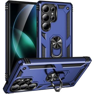 Mobigear Armor ring Samsung Galaxy S25 Ultra Hülle Hardcase Backcover Stoßfest mit Ringhalter - Blau