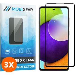 Mobigear Premium Samsung Galaxy A52s 5G Panzerglas Gehärtetes Glas Displayschutz - Hüllenfreundlich - Schwarz (3er Pack)