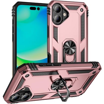 Mobigear Armor Ring iPhone 17 Hülle Hardcase Backcover Stoßfest mit Ringhalter - Roségold