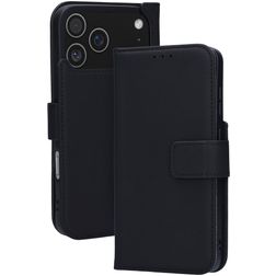 Mobiparts Wallet iPhone 17 Pro Max MagSafe Hülle Echtes Leder Klapphülle Geldbörse - Schwarz