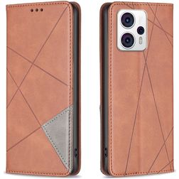 Mobigear Rhombus Slim Motorola Moto G23 Hülle Klapphülle - Braun