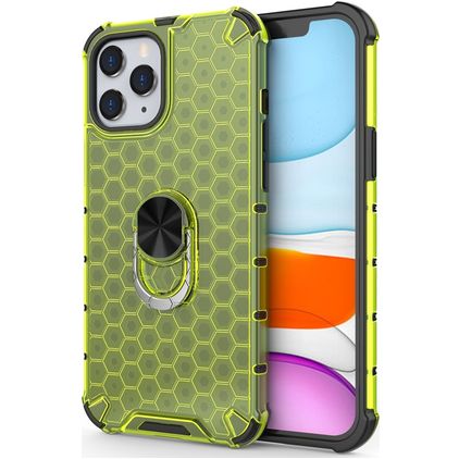 Mobigear Honeycomb Ring iPhone 12 Pro Max Hardcase Backcover Shockproof mit Ringhalter - Grün