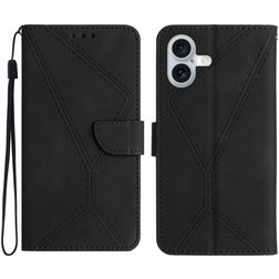 Mobigear Stitch iPhone 17 Hülle Klapphülle Geldbörse - Schwarz