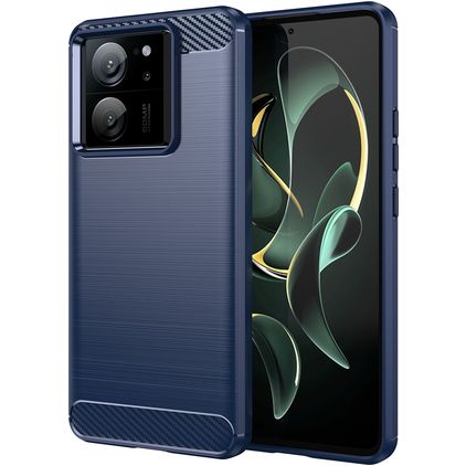 Mobigear Brushed Slim Xiaomi 13T Hülle Flexibles TPU Backcover - Blau