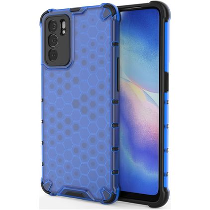 Mobigear Honeycomb OPPO Reno 6 5G Hülle Hardcase Backcover Stoßfest - Blau