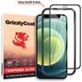 GrizzlyCoat Easy Fit iPhone 12 Mini Panzerglas Gehärtetes Glas Displayschutz - Hüllenfreundlich + Applikator - Schwarz