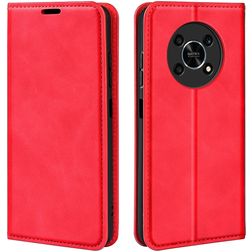 Mobigear Retro Slim HONOR Magic 4 Lite Hülle Klapphülle Geldbörse - Rot