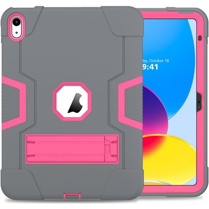 Mobigear ShieldStand iPad 11 (2025) Hülle Kunststoff,Silikon Backcover + Ständer - Pink / Grau