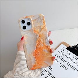 Mobigear Marble iPhone 12 Pro Max Hülle Flexibles TPU Backcover - Orange