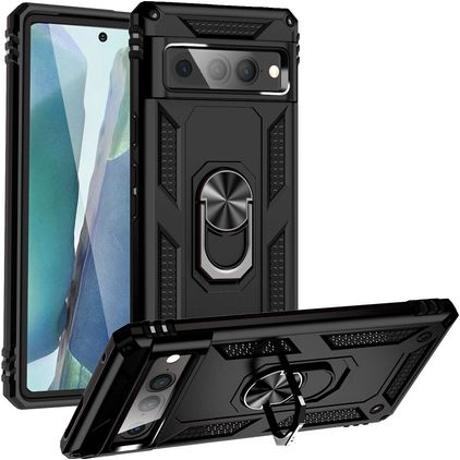 Mobigear Armor Ring Google Pixel 7 Pro Hülle Hardcase Backcover Stoßfest mit Ringhalter - Schwarz