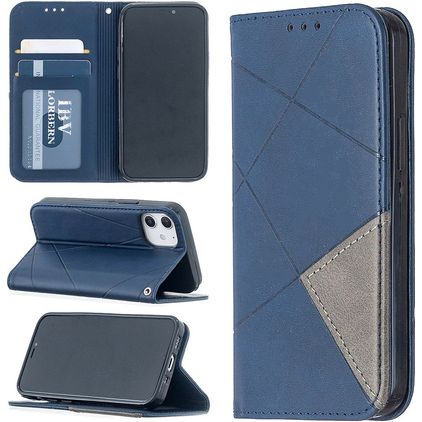 Mobigear Rhombus Slim iPhone 12 Mini Hülle Klapphülle - Blau
