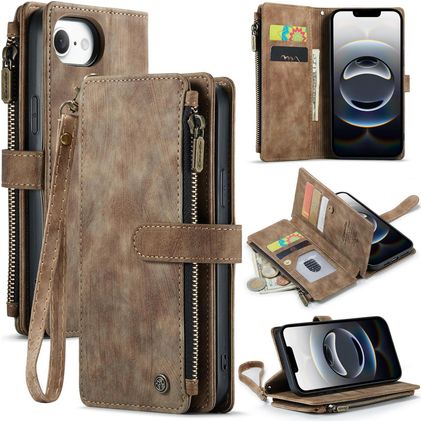 CaseMe C30 iPhone 16e Hülle Klapphülle Geldbörse - Braun