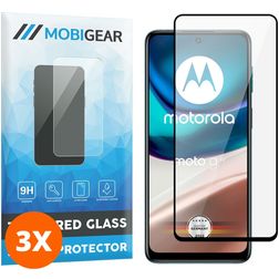 Mobigear Premium Motorola Moto G42 Panzerglas Displayschutz - Hüllenfreundlich - Schwarz (3er Pack)
