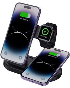 Mobigear MagCharge 3in1 MagSafe + Qi-Ladestation für Smartphone & Apple Watch - Schwarz