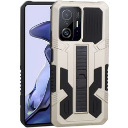 Mobigear Armor Stand Xiaomi 11T Hülle Hardcase Backcover Stoßfest mit Ständer - Gold