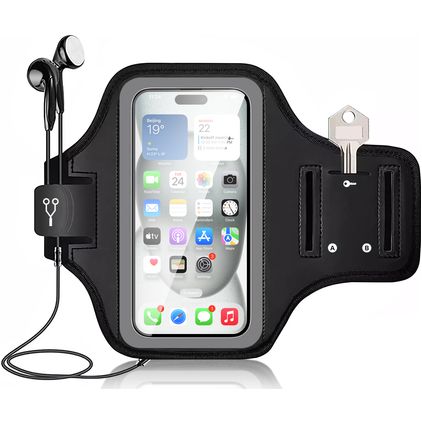 Mobigear Go Active Handyhalterung Joggen HONOR 70 Sporthülle Neopren Sportarmband - Schwarz