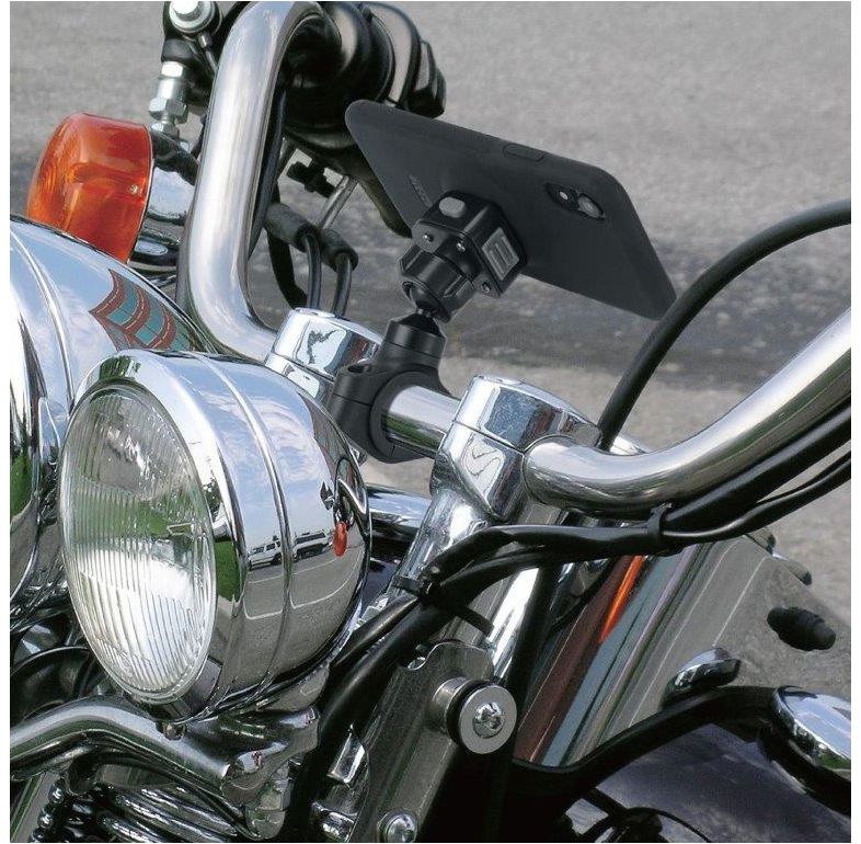Motorcycle Handlebar U-Bolt Mount TiGRA MountCase 2 for Samsung Galaxy S7 Hardwire-Direct to battery charger (sku 46541)