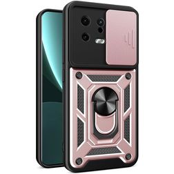 Mobigear Armor Ring Cam Slide Xiaomi 13 Hardcase Backcover Shockproof mit Ringhalter und Kamera-Slider - Roségold