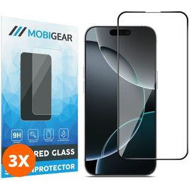 Mobigear Premium iPhone 16 Pro Panzerglas Gehärtetes Glas Displayschutz - Hüllenfreundlich - Schwarz (3er Pack)